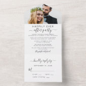 Elegante Happily Ever After Foto Bruiloftsreceptie All In One Uitnodiging (Binnen)