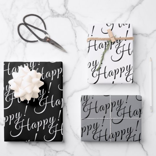 elegante HAPPY-belettering! | Inpakpapier Vel (Voorkant)