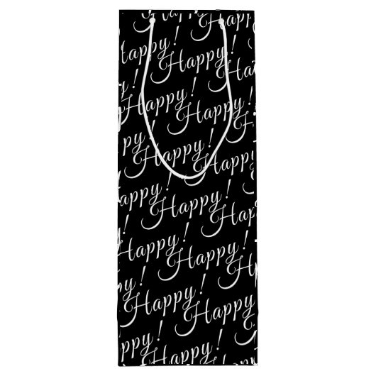 elegante HAPPY-belettering! | Wijn Cadeautas (Achterkant)
