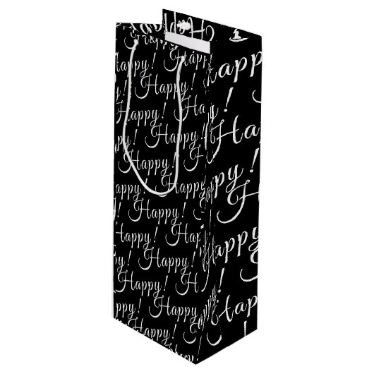 elegante HAPPY-belettering! | Wijn Cadeautas (Voorkant Gekanteld)