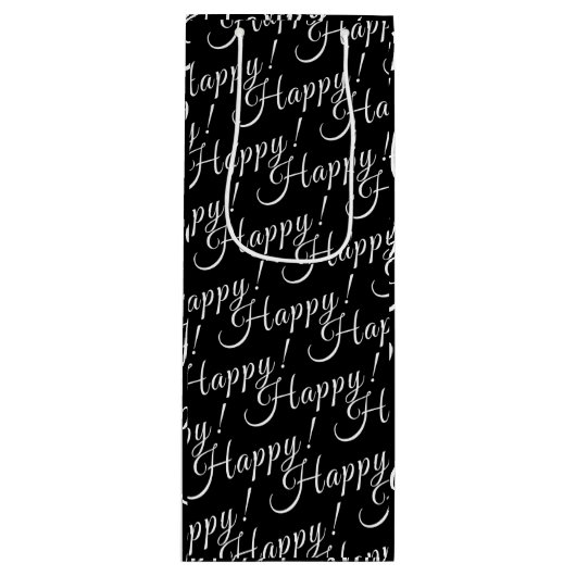 elegante HAPPY-belettering! | Wijn Cadeautas (Voorkant)