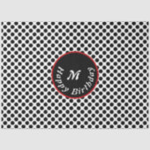 Elegante Happy Birthday Black Polka Dot Tissuepapier (Voorkant)