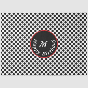 Elegante Happy Birthday Black Polka Dot Tissuepapier