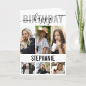 Elegante Happy Birthday Foto | Collage begroeting Kaart (Voorkant)