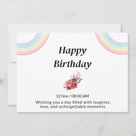 Elegante Happy Birthday Kaart (Voorkant)