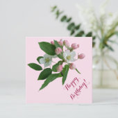 Elegante Happy Birthday  roze bloesem bloemen Kaart (Staand voorkant)