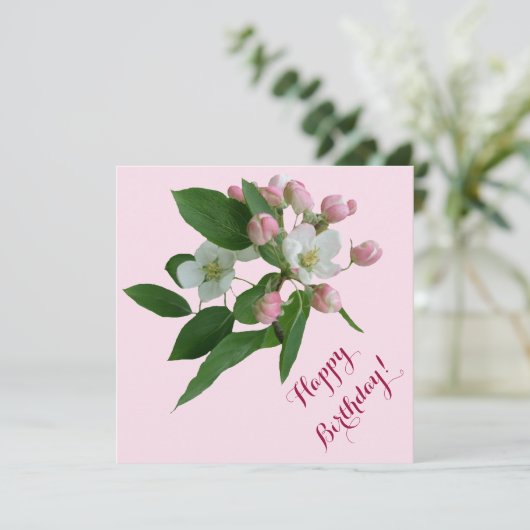 Elegante Happy Birthday  roze bloesem bloemen Kaart (Staand voorkant)