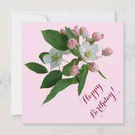 Elegante Happy Birthday  roze bloesem bloemen Kaart