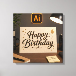 Elegante Happy Birthday-uitnodigingskaart Mockup o Canvas Afdruk