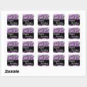 Elegante Happy Birthday Zachte Paarse Rozen Vierkante Sticker (Vel)