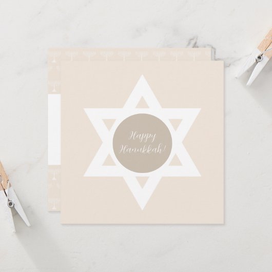 Elegante Happy Chanoeka Groeten Kaart (Voorkant / Achterkant in situ)
