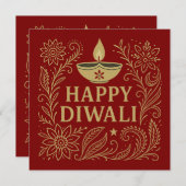 Elegante Happy Diwali Gold Invitation Kaart (Voorkant / Achterkant)