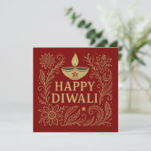 Elegante Happy Diwali Gold Invitation Kaart (Staand voorkant)