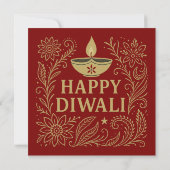 Elegante Happy Diwali Gold Invitation Kaart (Achterkant)