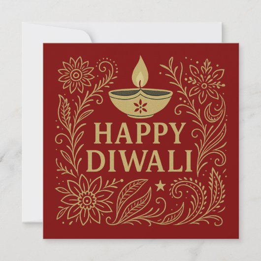Elegante Happy Diwali Gold Invitation Kaart (Voorkant)