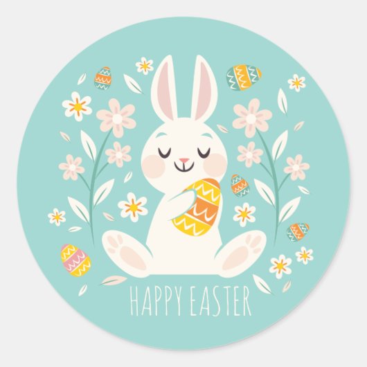Elegante Happy Easter Bunny | Sticker-afdichting Ronde Sticker (Voorkant)