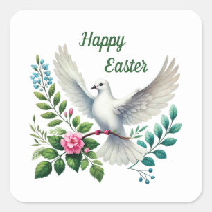 Elegante Happy Easter Dove Vierkante Sticker