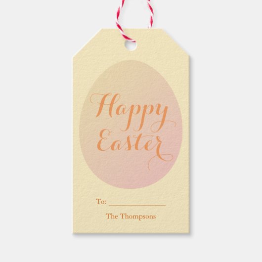 Elegante Happy Easter Painted Eggs Zacht Geel Cadeaulabel (Voorkant)