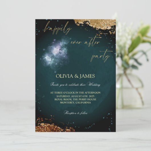 Elegante "Happy Ever After Party" huwelijksfeest Kaart (Staand voorkant)