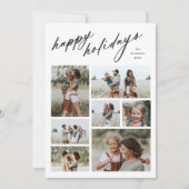 Elegante Happy Holidays Script Typografie 7 Foto  Feestdagenkaart (Voorkant)