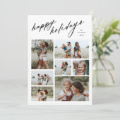 Elegante Happy Holidays Script Typografie 7 Foto  Feestdagenkaart (Staand voorkant)