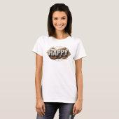 Elegante HAPPY kunstcompositie T-shirt (Voorkant volledig)
