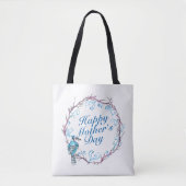 Elegante Happy Moederdag Blue Krans Canvas tas (Voorkant)