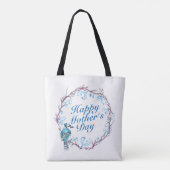 Elegante Happy Moederdag Blue Krans Canvas tas (Achterkant)