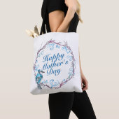 Elegante Happy Moederdag Blue Krans Canvas tas (Dichtbij)