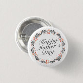 Elegante Happy Moederdag Floral Pin Button (Voorkant /achterkant)