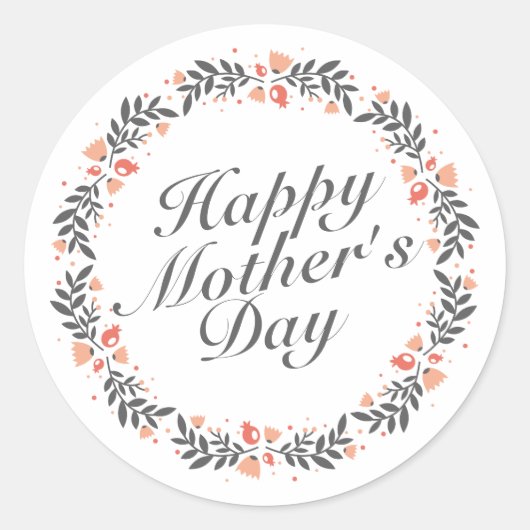 Elegante Happy Moederdag Floral Sticker Seal (Voorkant)