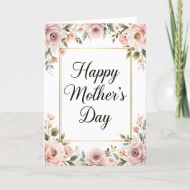 Elegante Happy Mothers Day Zachte Roze Bloemen Feestdagen Kaart