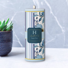 Elegante Happy Place Navy Blauw Wit Bloemen Streep