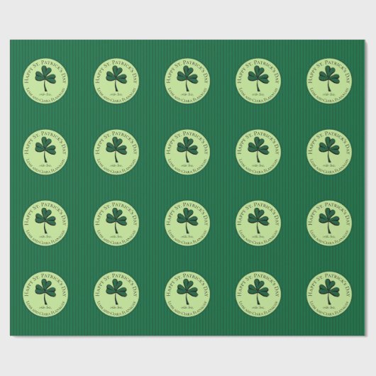 Elegante Happy St Patrick's Day Green Clover Cadeaupapier (Vlak)