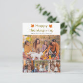 Elegante Happy Thanksgiving Autumn Leaves 4 Foto Feestdagenkaart (Staand voorkant)