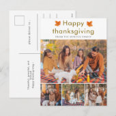 Elegante Happy Thanksgiving Autumn Leaves 4 Foto Feestdagenkaart (Voorkant / Achterkant)