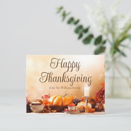 Elegante Happy Thanksgiving Dinner Table Custom Briefkaart (Staand voorkant)