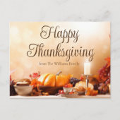 Elegante Happy Thanksgiving Dinner Table Custom Briefkaart (Voorkant)