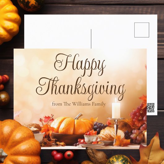 Elegante Happy Thanksgiving Dinner Table Custom Briefkaart