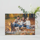 Elegante Happy Thanksgiving-scripttypografie Foto Feestdagenkaart (Staand voorkant)