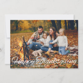 Elegante Happy Thanksgiving-scripttypografie Foto Feestdagenkaart