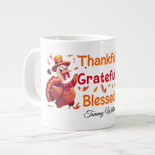 Elegante Happy Thanksgiving Turkije Grote Koffiekop (Links)