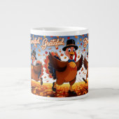 Elegante Happy Thanksgiving Turkije Grote Koffiekop (Voorkant)