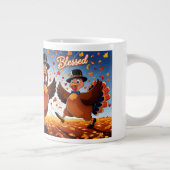 Elegante Happy Thanksgiving Turkije Grote Koffiekop (Rechts)