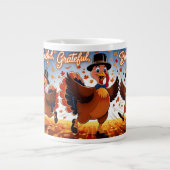 Elegante Happy Thanksgiving Turkije Grote Koffiekop (Voorkant)