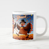 Elegante Happy Thanksgiving Turkije Grote Koffiekop (Rechts)