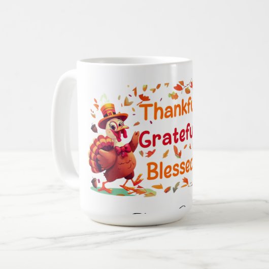 Elegante Happy Thanksgiving Turkije Koffiemok (Voorkant links)