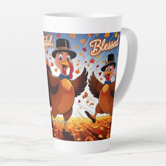 Elegante Happy Thanksgiving Turkije Latte Mok (Rechterhoek)