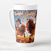 Elegante Happy Thanksgiving Turkije Latte Mok (Linkerhoek)