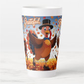 Elegante Happy Thanksgiving Turkije Latte Mok (Voorkant)